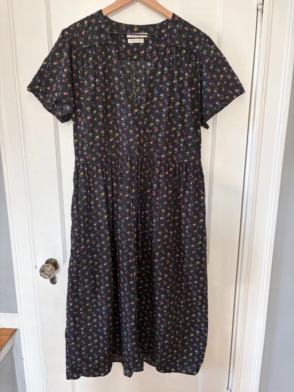 Christy Dawn Dawn Dress Black Floral Cotton Midi XL